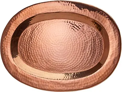 Круглый медный металлический сервировочный поднос оптовая продажа экспортер декоративный ручной работы поставщик