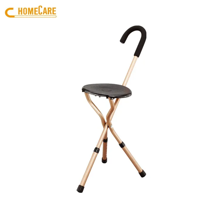 Customized folding tri-leg walking cane stick chair