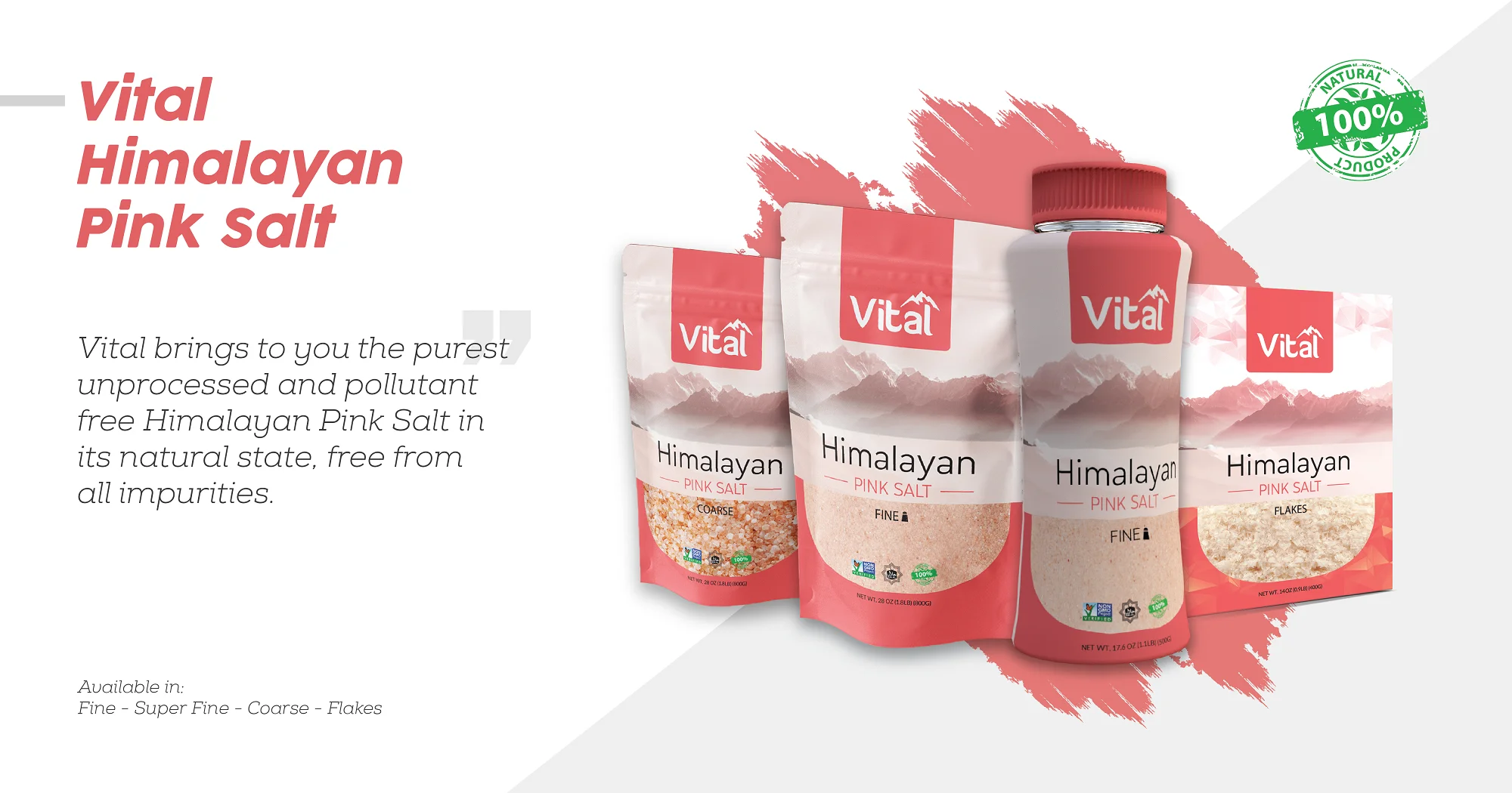 
Vital Himalayan Pink Salt - Fine Bottle 