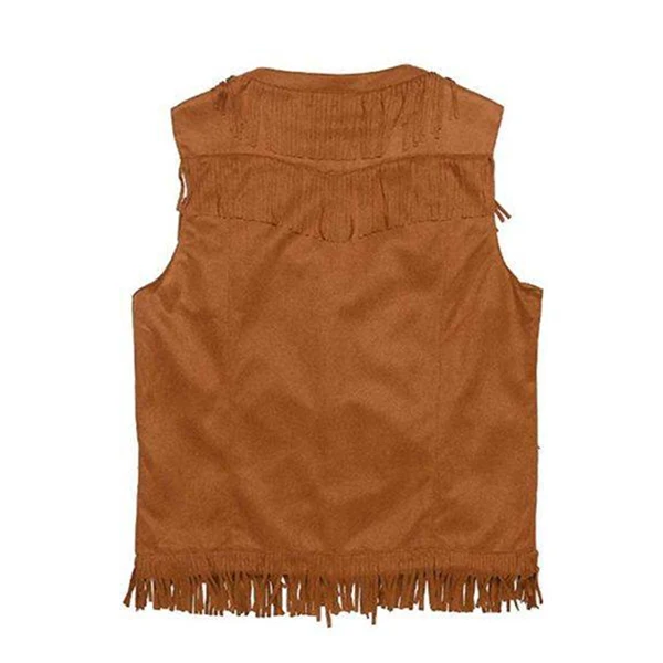 DARK BROWN FRINGES LEATHER VEST Biker Vests With Concealed Carry Gun Pocket Cruise Vintage