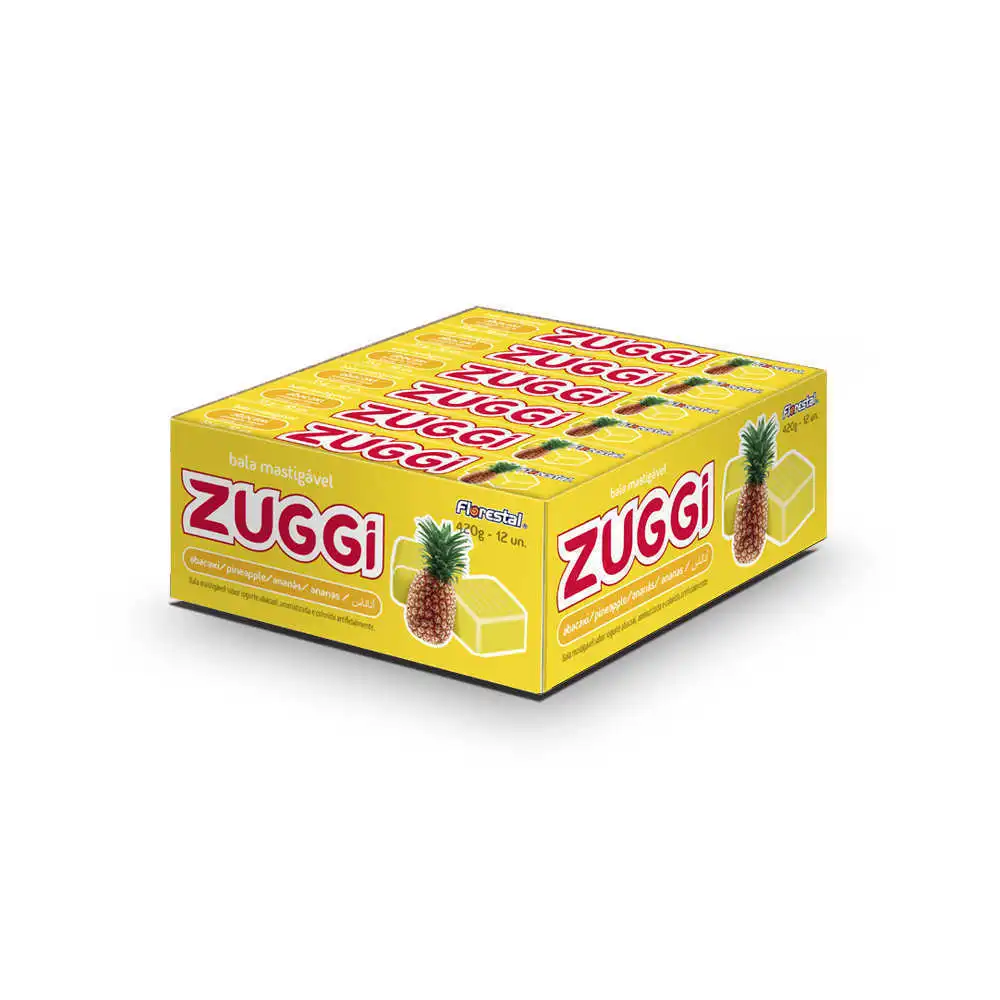 80656 - Zuggi Strawberry, Grape, Peach, Pineaple Chew Candy Soft Drops Candy 35g 24x12un
