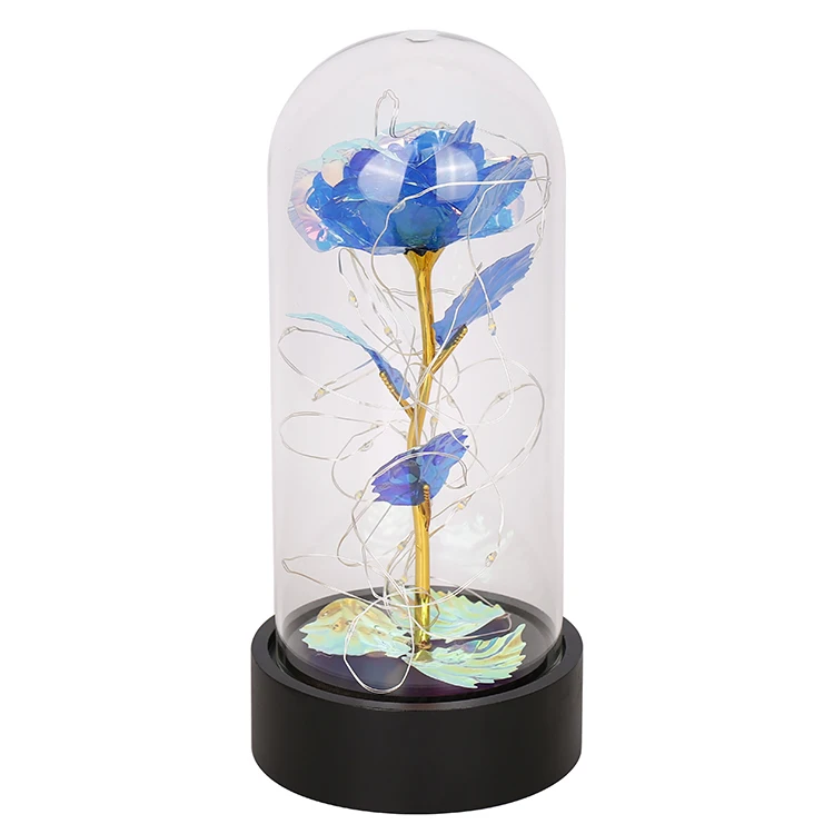 preserved Artificial flowers and plants Simulation Immortal Gold Leaf Eternal Flower light illuminated rose glass