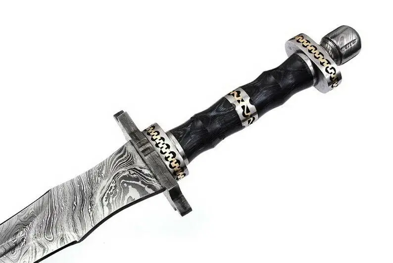 Custom Handmade Hand Forge Damascus Steel Double Edge Hunting Viking Sword