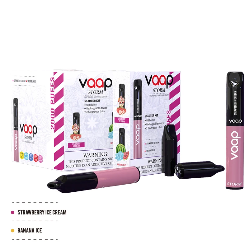 In Stock 2021Top Selling Vape Pen E-cigarette Starter Kit Device 2 Pods 1000+1000 Puffs Wholesale 10 Colors 15 Flavors Available