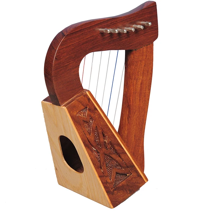 HARP 6 STRINGS ROSEWOOD Musical Instruments OEM Box Logo Wooden Style Child Toy Harp and Accessories