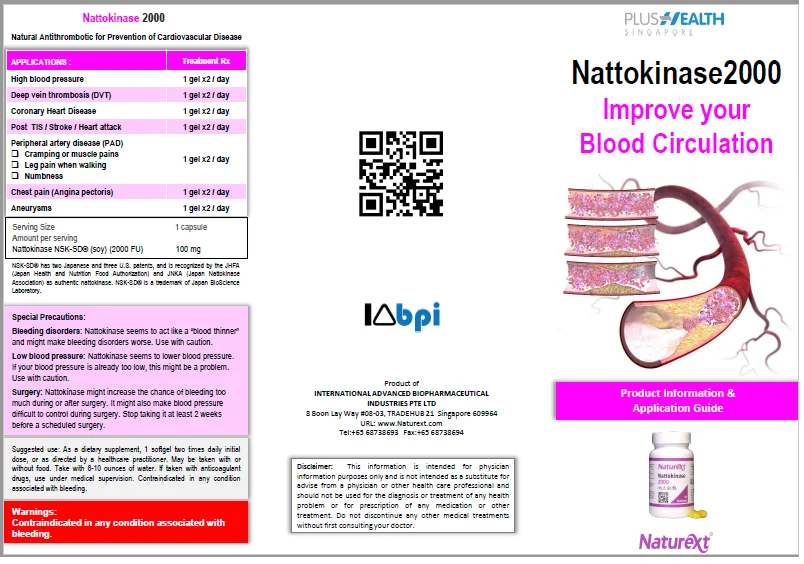 Made in Singapore Nattokinase 2000 Antithrombotic and support Healthy Blood Circulation Safe Approved