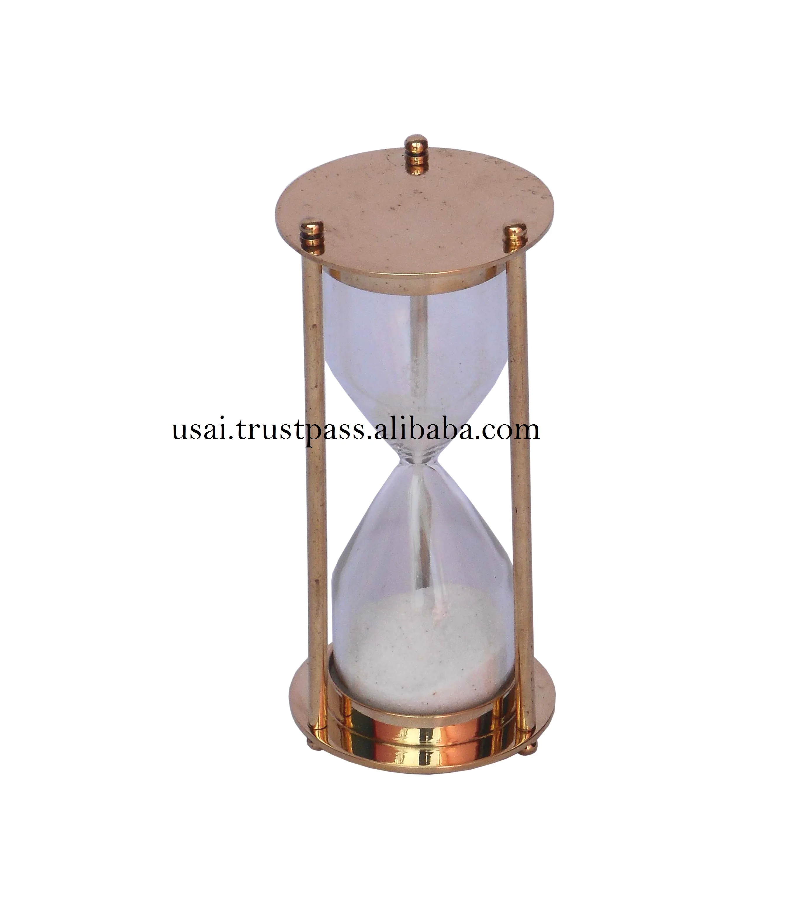 Marine Nautical Collectible Brass Sand Timer 1 Minute wait Hourglass with Beautiful sand inside gift item also