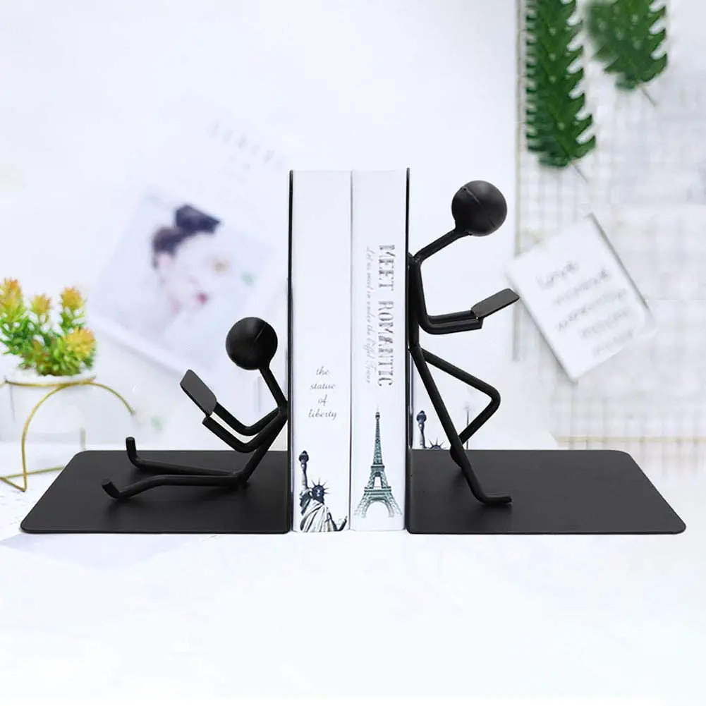 New wholesale custom book end bookends metal heavy duty bookend holder stand decorative metal bookends black for shelves