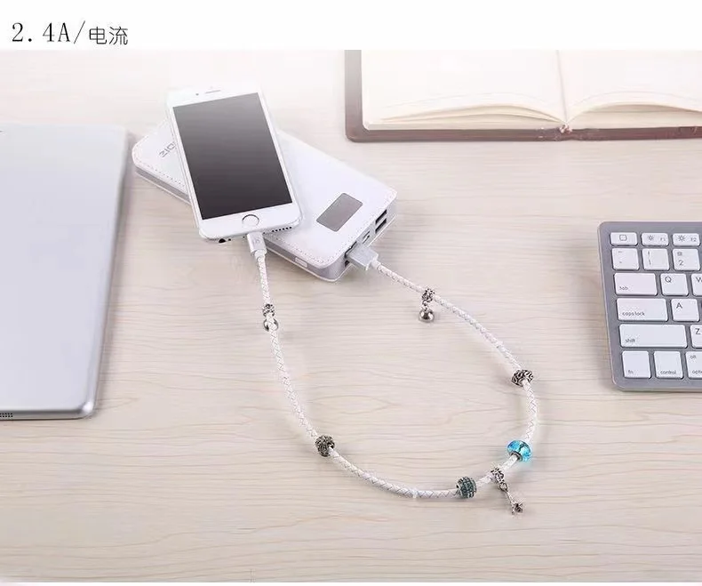 Dropshipping gift Manufacturer D8 For Lightning Cable Leather Bracelet Braided Charging Data Cable for apple