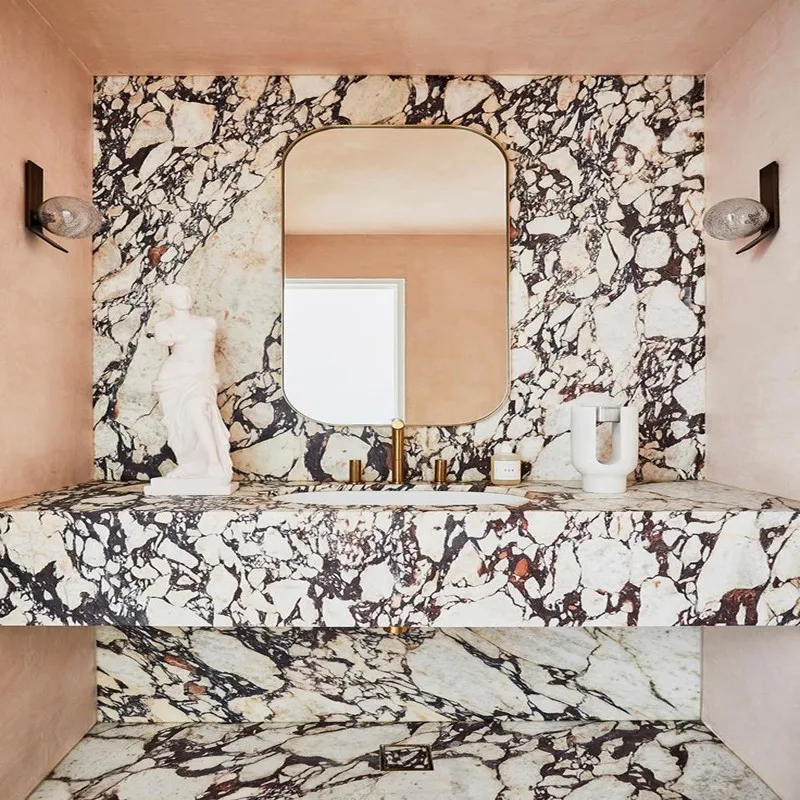 White Marble Wall and Floor Tiles Calacatta Viola Red Marble For Bathroom and Kitchen Decoration