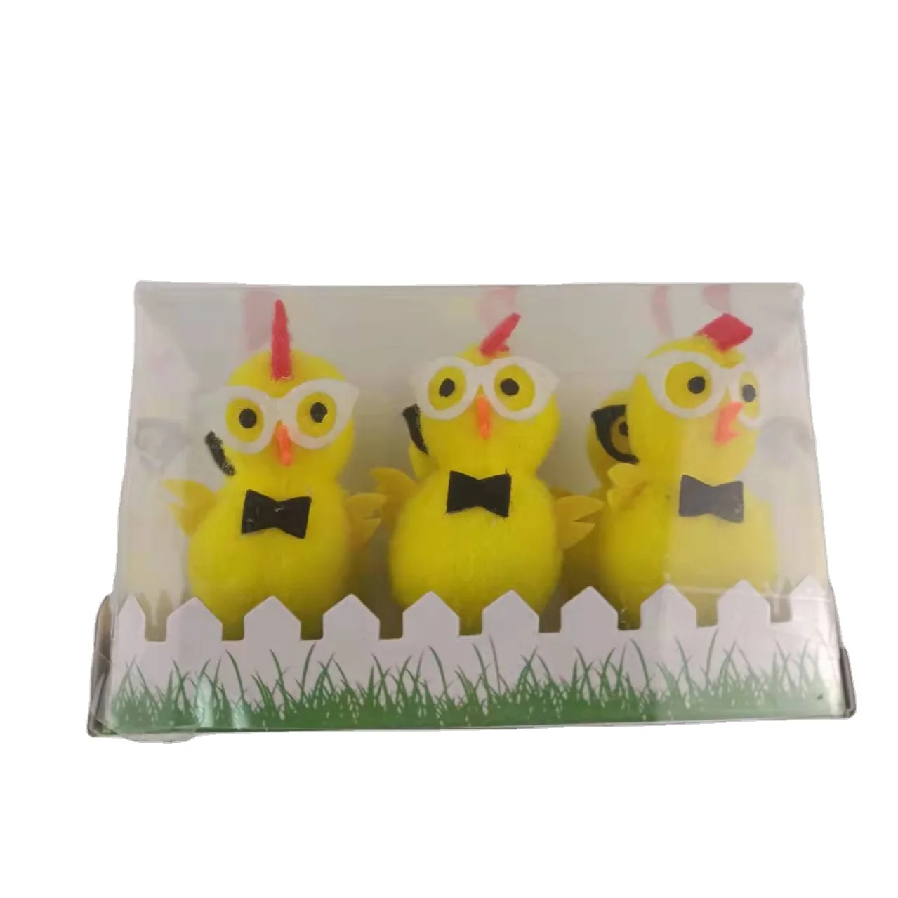 Easter  velvet color mini  chicken with  glasses Easter colored chicken with pure Holiday decorations  easter