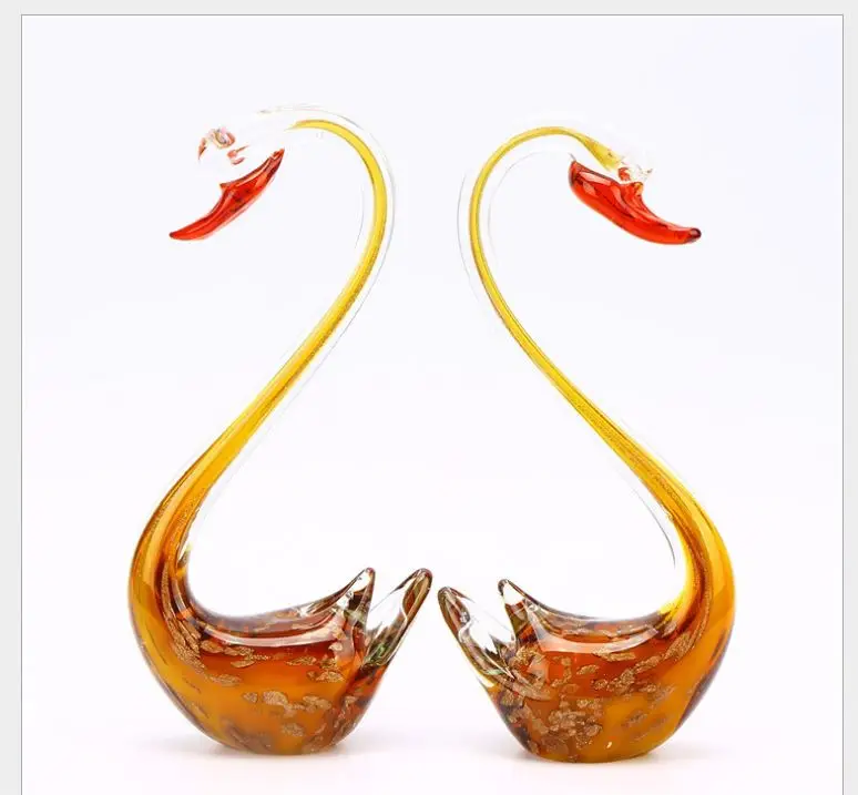 
Cheap Wedding decoration hand blown Glass swan 