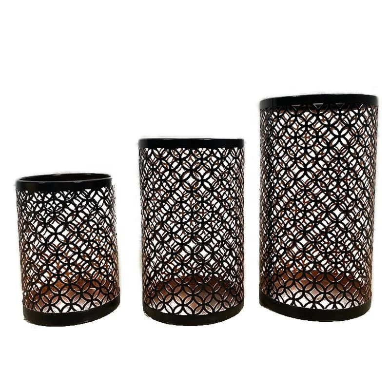 Metal candle holder hollow Laser cut metal candle holder Set of 3 candlesticks metal  Custom candlestick Cylinder candlestick