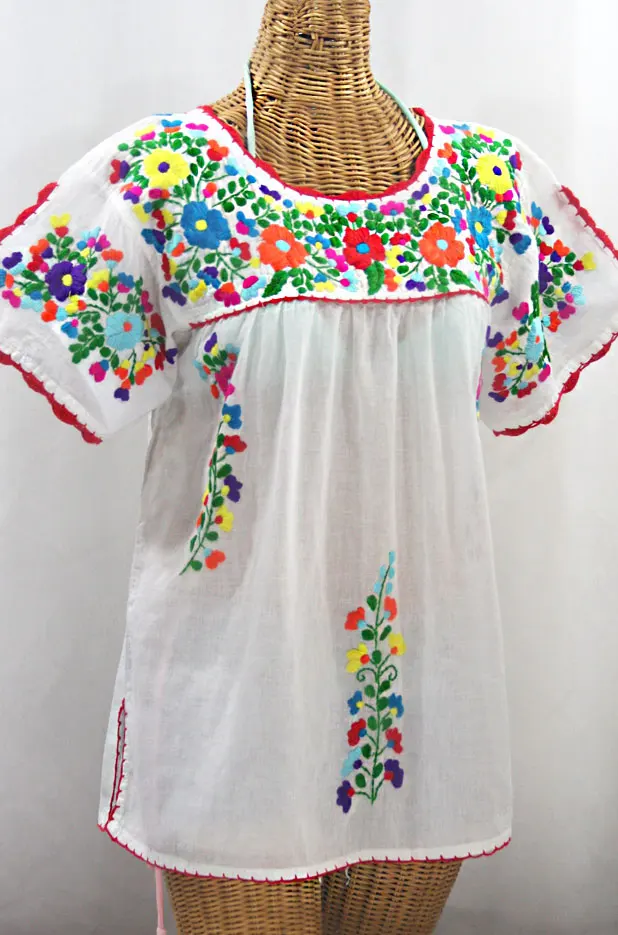 Beach Style Summer Mexican Embroidered Blouses Ladies Short Sleeves Blouses