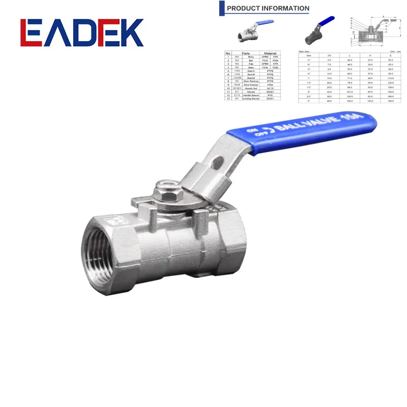 Heavy Type Lockable Ball Valve SS Valve Manual Valve General Base Stainless Steel China Manufacturer 1000WOG Wholesale Price 1PC