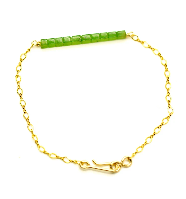 Hot sale fashion jewelry women gemstone 14KF ice cube Canadian jade bracelet