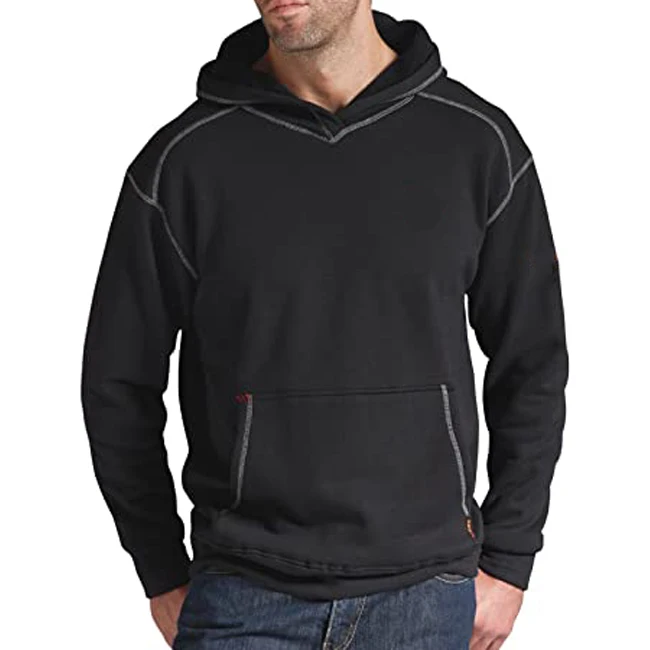 Customized FR Polar Tec Hoodie Mens Durable Wind and Water Repellent Sweatshirt warm sweatshirt with hoodie and kangaroo pocket