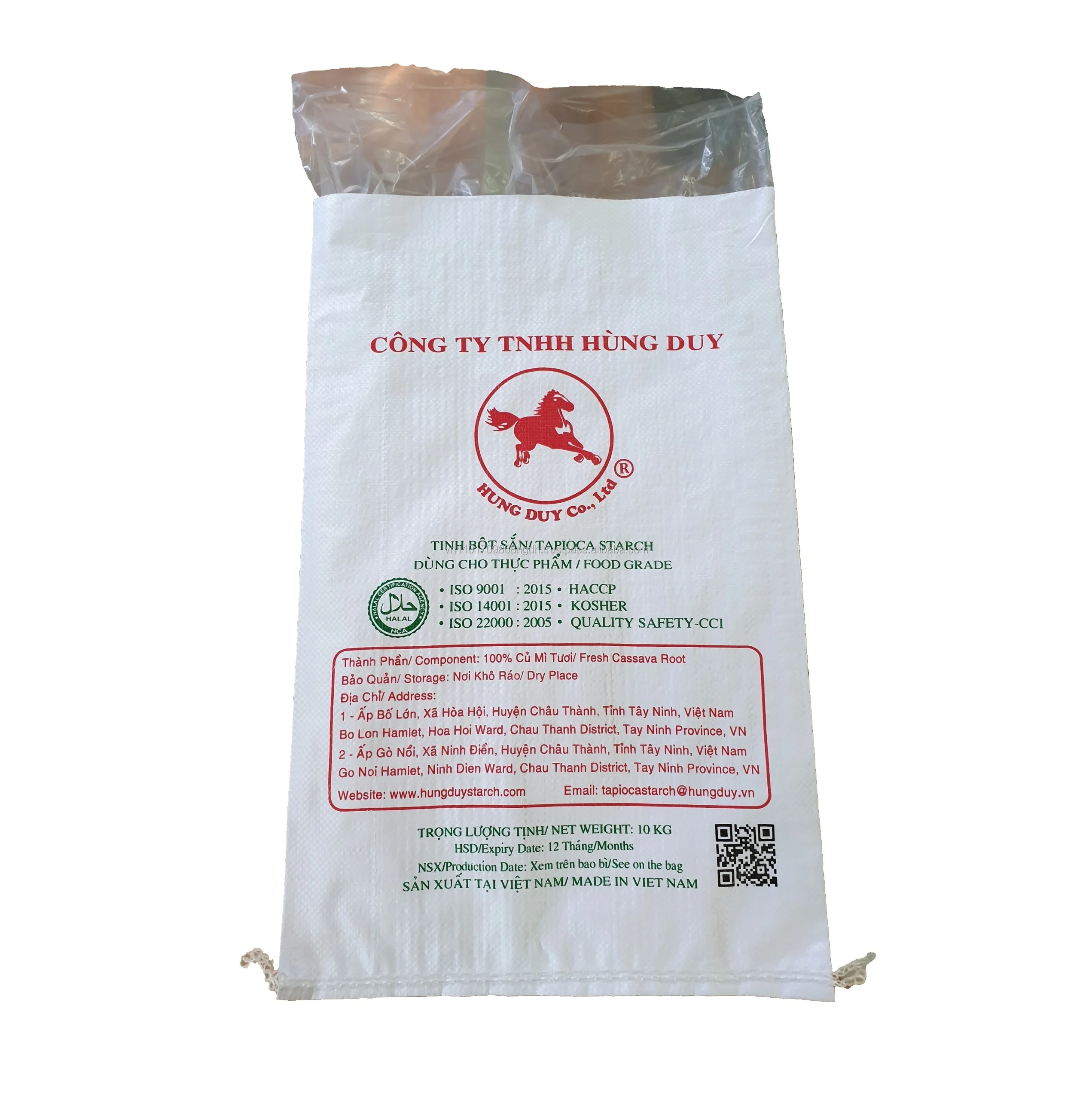 
Vietnam packaging tapioca starch sacks cheap plastic woven bags 