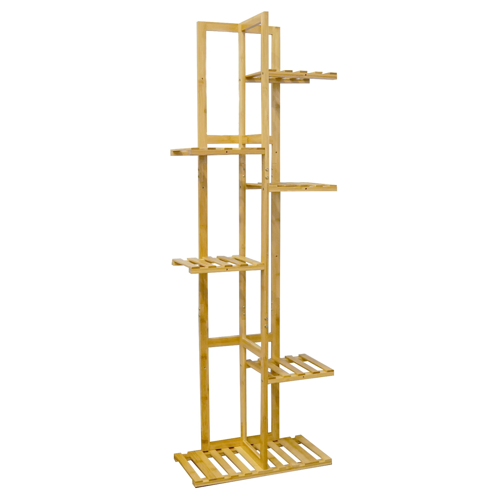 Eco friendly 6-layer bamboo flower rack  plant stand Flower Display Shelf Rack for Home Patio Lawn Garden