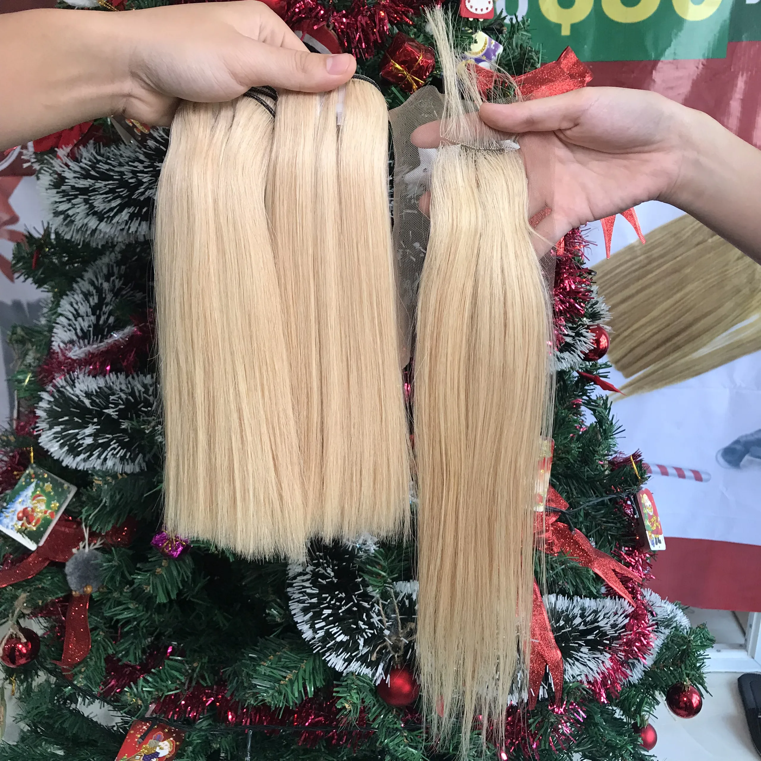 Прямые человеческие волосы для наращивания и сочетания волос с 100% выровненными кутикулами