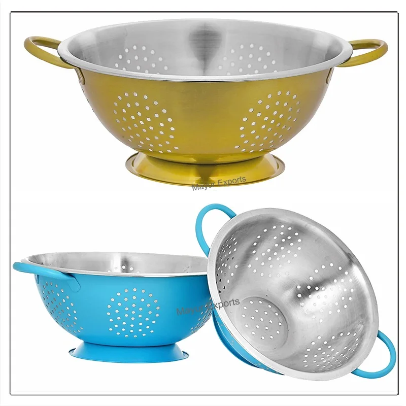 Stainless Steel Colander Metal Kitchen Deep Colander - 26 cm