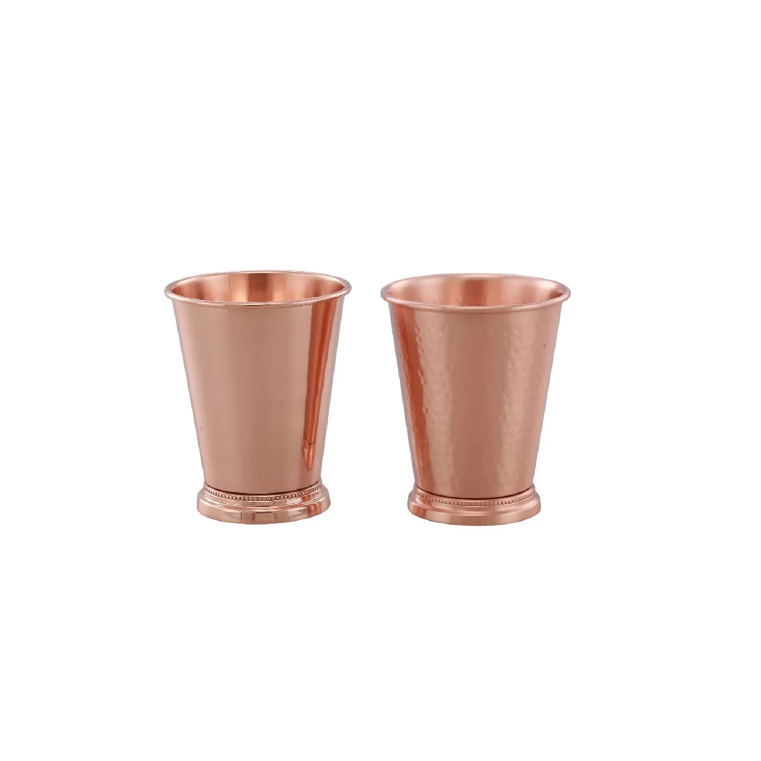 Set Two Copper Hammered Julep Cups Eco-Friendly Tumblers Customizable Logo Pure Copper Copper Plated Stainless Steel Mugs