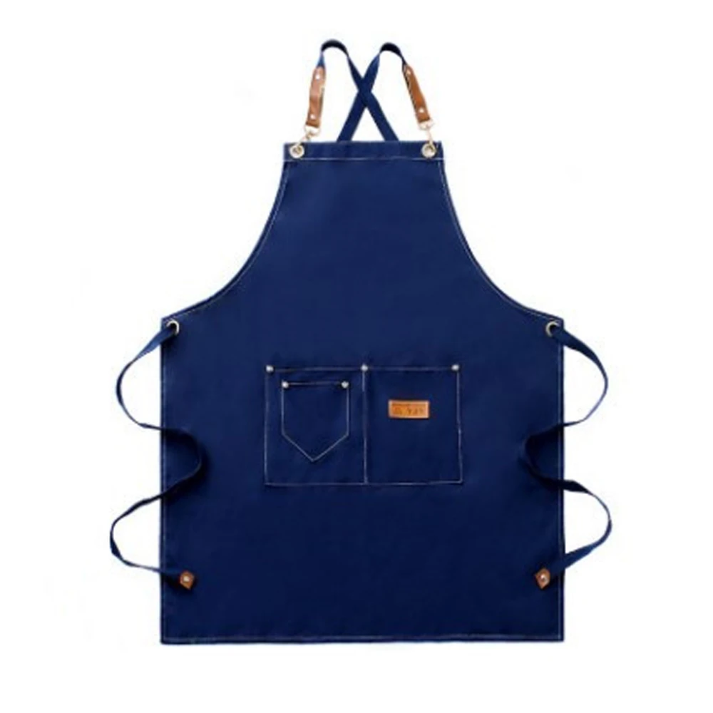 Professional hairdressing barber apron hairstylist apron, Barber vest Denim Jeans with Leather