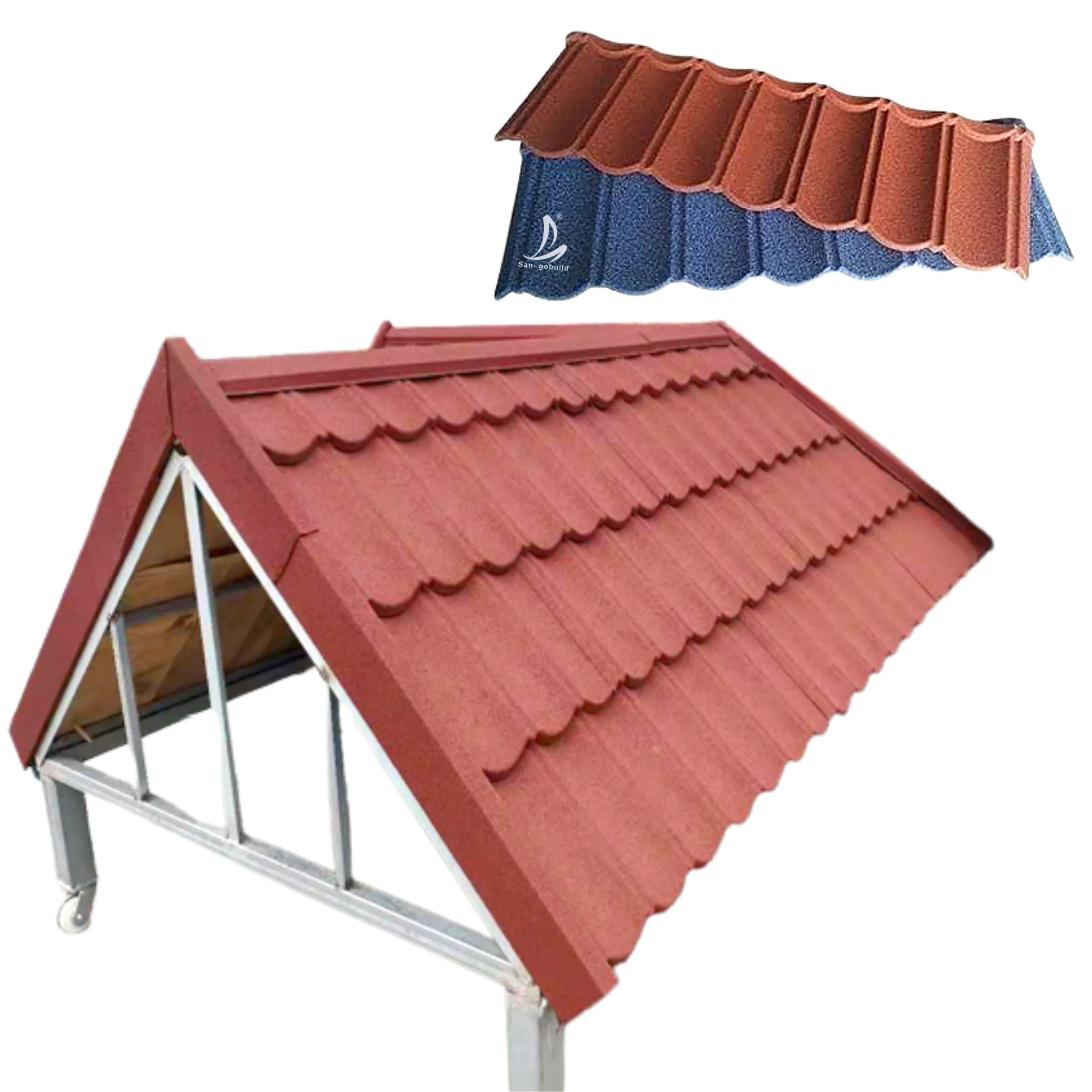 Eco roof 50 Years Warranty Multiple Colour Stone Coated Color Metal Bond Roofing Tile For Sale