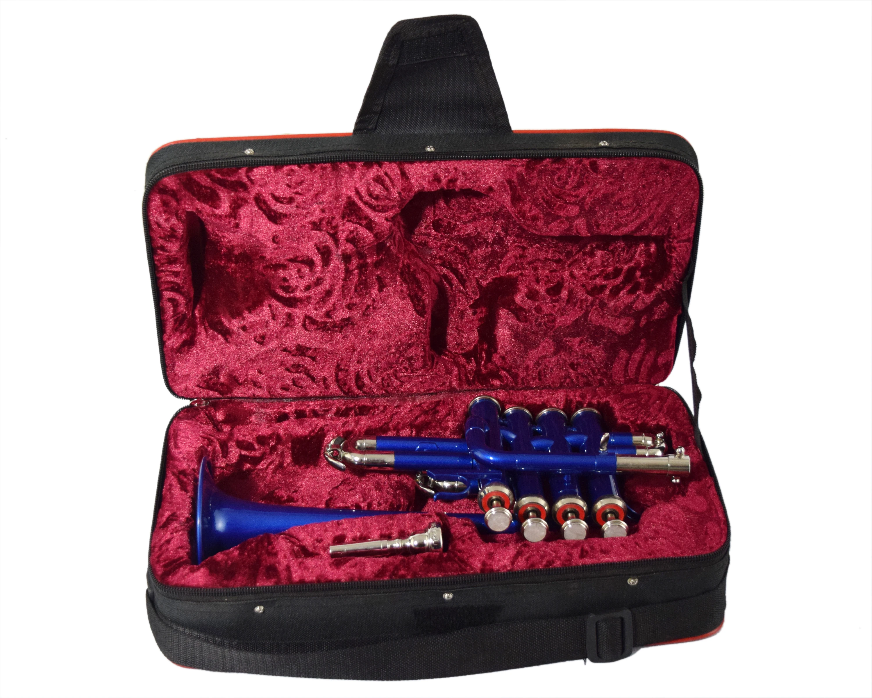 NASIR ALI  Piccolo Trumpet Blue Colored New Brass New Professional   Made In India With Include Mouthpiece