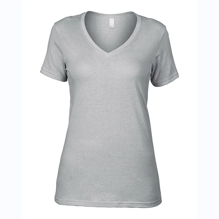 Wholesale Womens Deep V Neck Plain No Brand T Shirts Ladies High Quality 100% Cotton Tshirts For Printing In Women