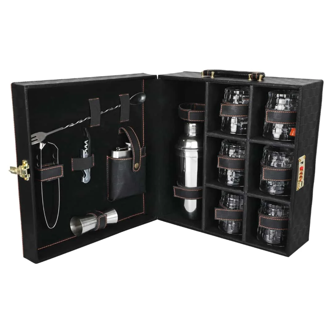 king international Leather Portable Bar Set| Portable Bar Set  Bar Tool  Set |latest  design  bar set with  bar  box  latest