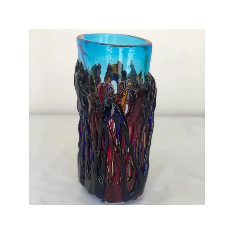 Made in Italy Top Quality Murano Glass Light Blue Oval Vase Made in Italy Hot Sale