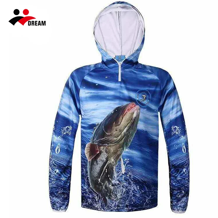 Пользовательская быстросохнущая сублимированная Защита от УФ лучей оптовая продажа Толстовка для рыбалки мужские футболки для рыбалки