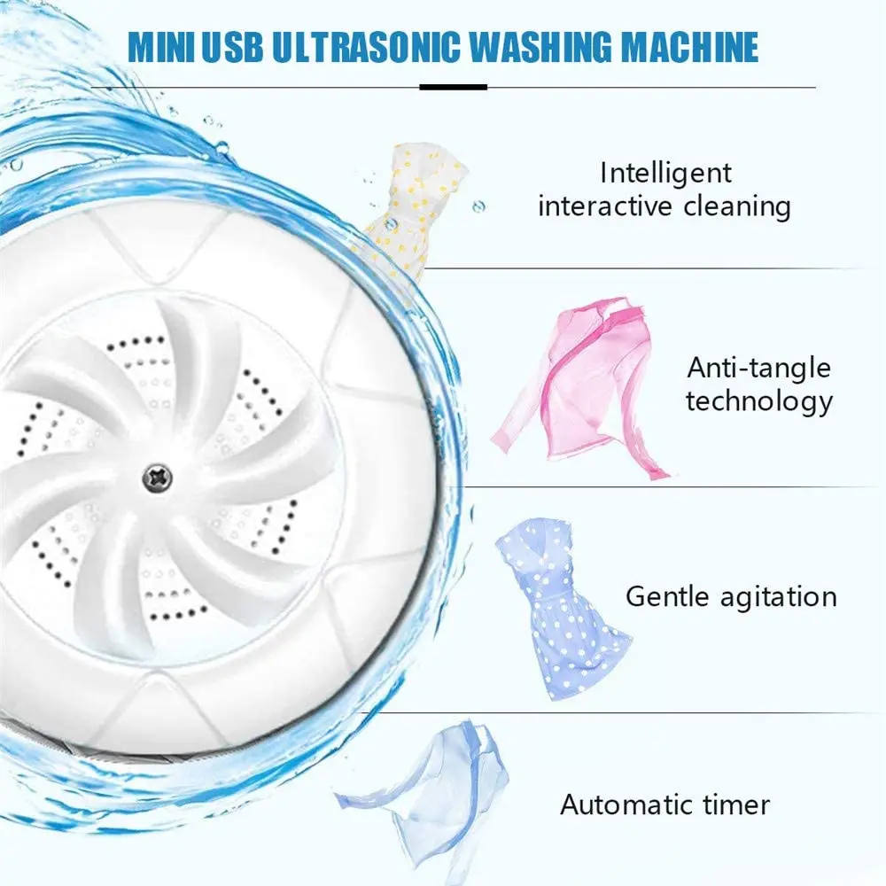  Высокое качество Прямая поставка мини ультразвуковая стиральная машина портативная турбо персональная вращающаяся шайба