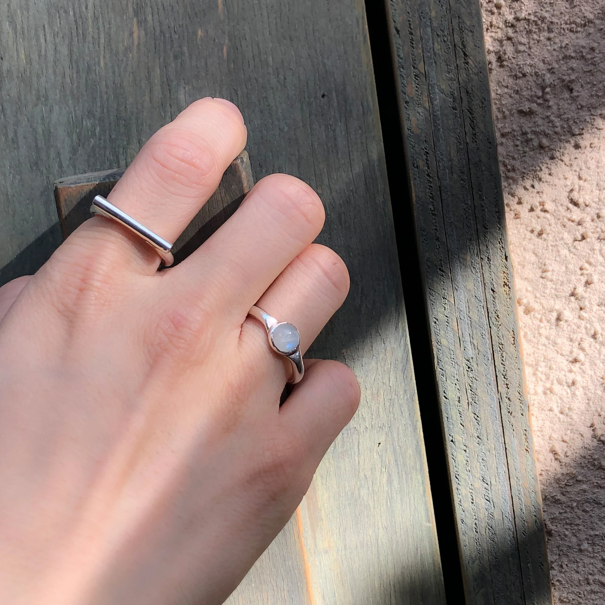 
Korea handmade moonstone 925 sterling silver ring women jewelry 