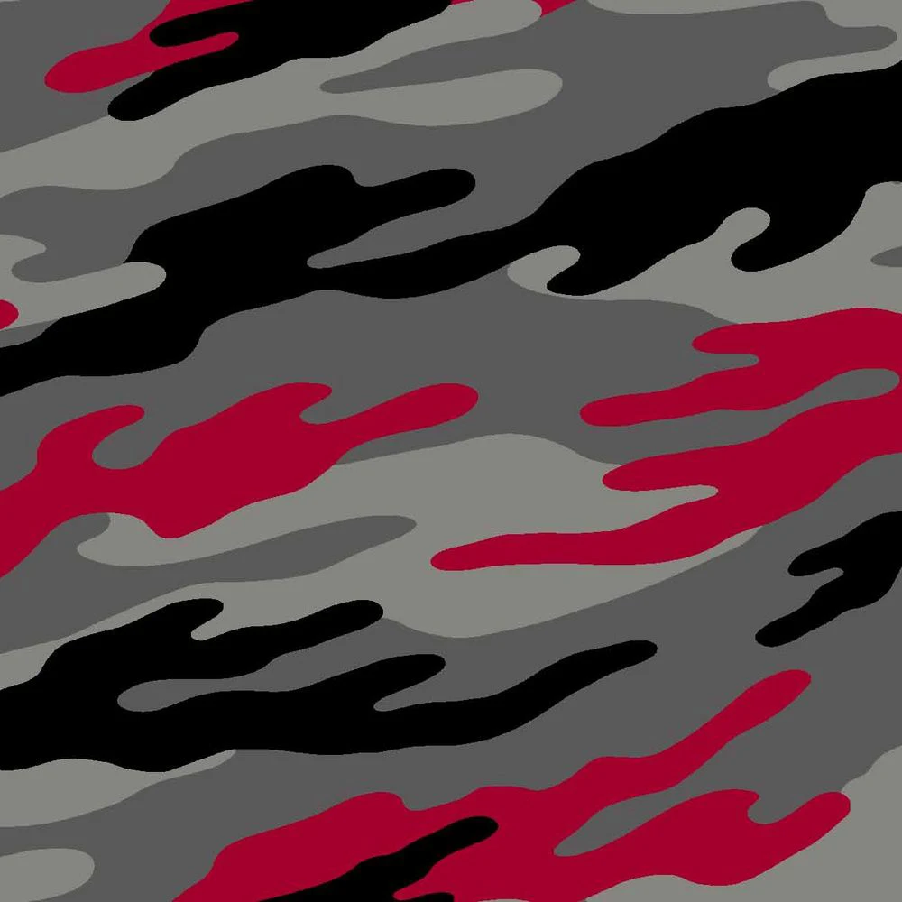 Grey Red Camouflage Pattern Printed on Double-Sided Brushed DTY Fabric for Wholesale - Style P-197-668
