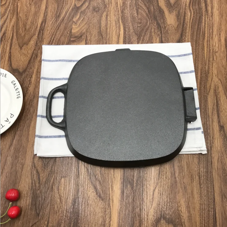 Cast Iron Square Grill Pan Pre-Seasoned Skillet Pan with Handle  Cast Iron Griddle Pan  for Grilling  Frying Sauteing