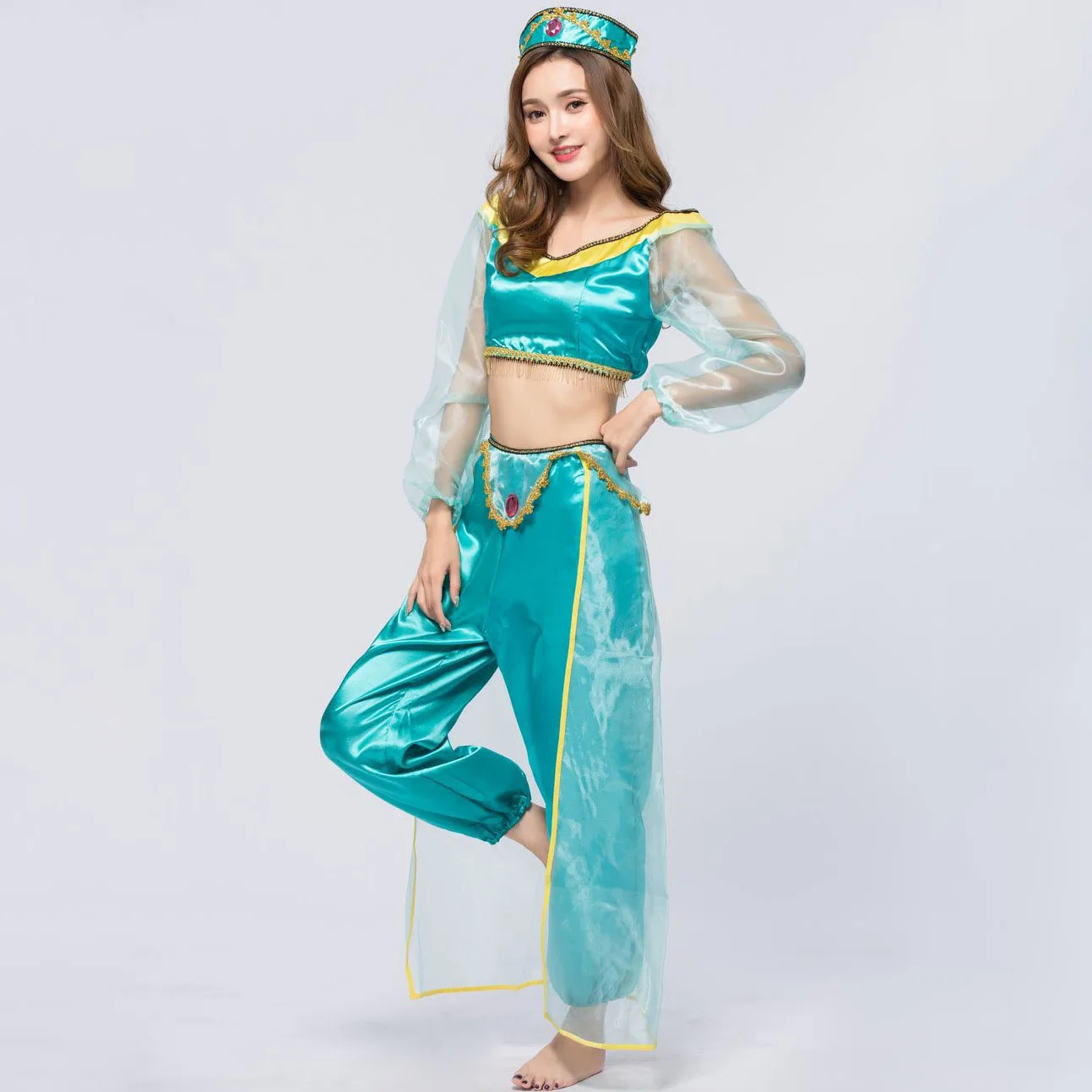 2021 Aladdin Magic Lamp Jasmine original Cheap Princess Sexy Womens Halloween Costume