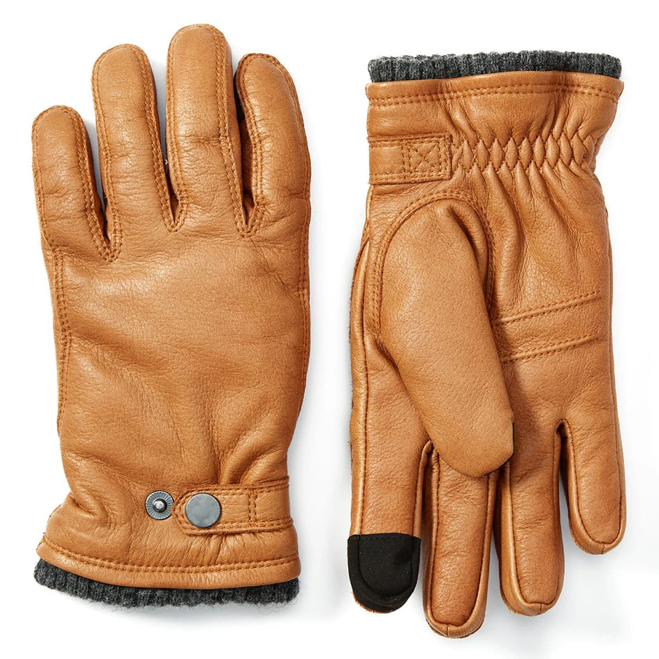 New Custom Logo Warm Lining Black Lamb Fleece Lining Classic Winter Lambskin Leather Gloves For Men And Woman