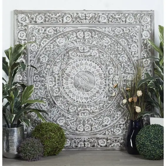 
wood carved wall hanging panel 