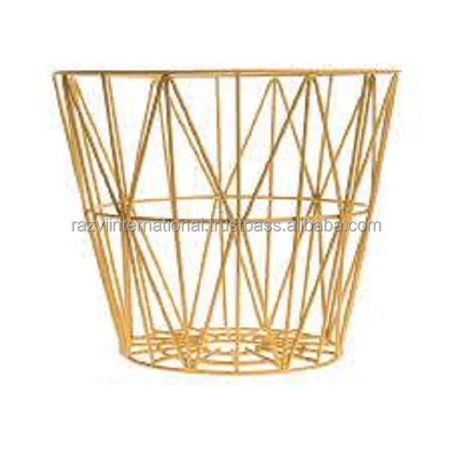 Folding XXL Metal & Iron Clothes Basket with Jute Sustainable and Colorful for Beverage Storage Boxed Electroplated Wire