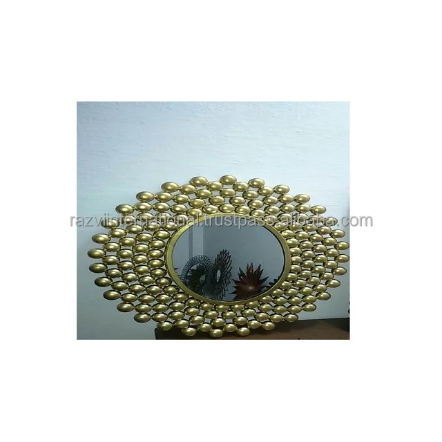 Gold living room luxury metal wall mirror for home decor