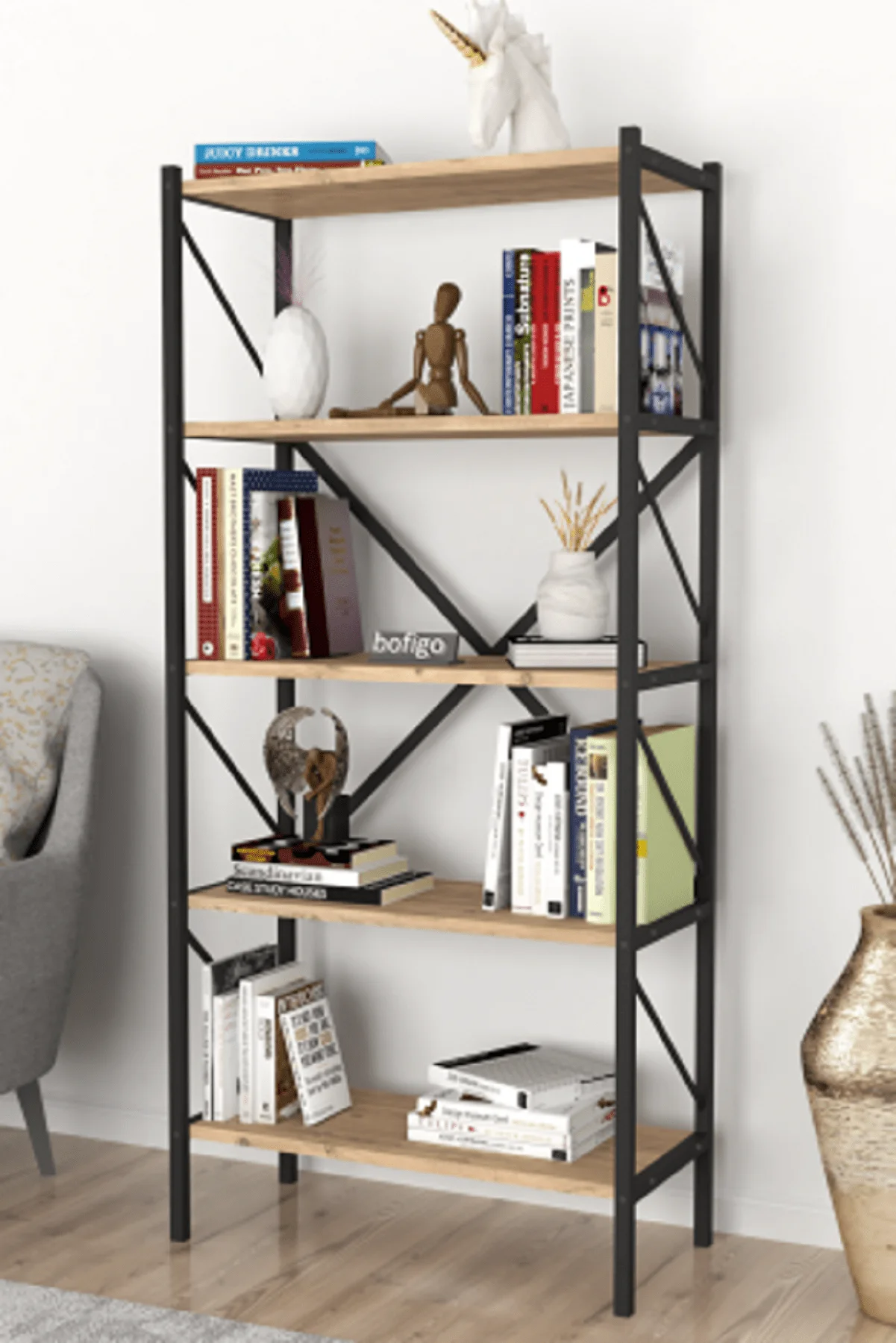 Wood Bookshelf Shelf Wooden Rack Wholesale Custom Design MDF Chipboard Living Room Furniture Home Appliance Multi Color