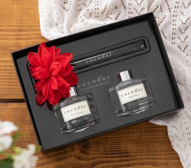 Home decor reed diffuser in glass jar with 8pcs reed sticks  , cocodor gift set