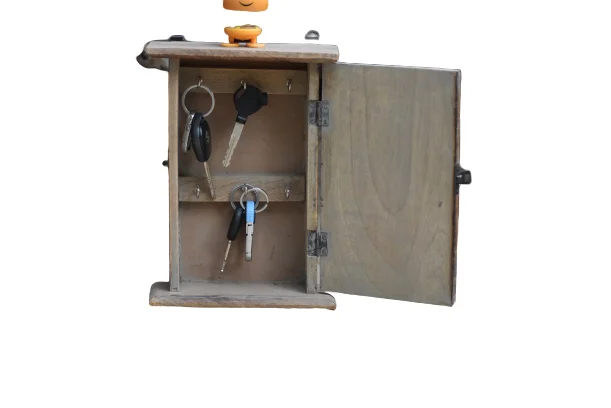 CUSTOM DESIGN DECORATIVE WOODEN HANGING KEY BOX BURN GREY WASH ~ WOODEN PLATE ~ HOME & KITCHEN DECOR ITEM