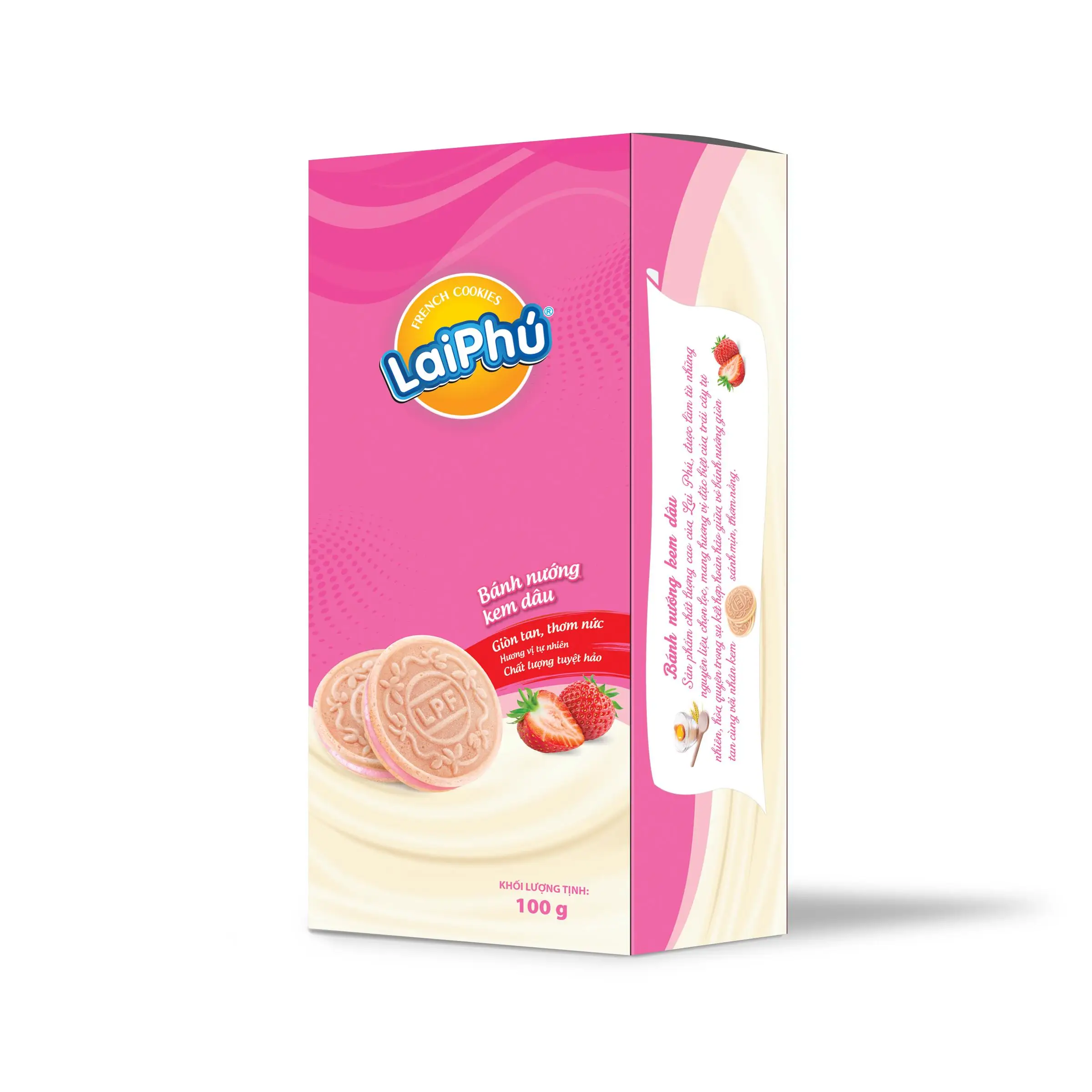 
 Вьетнамские экспортные продукты, вкусный и кремовый крем-клубника, хрустящее печенье-крекер, 100 г, коробка, Лидер продаж на amazon  