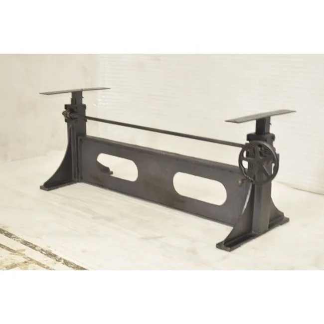 Industrial Antique American Design Style Hand Lifting Adjustable Cafe Restaurant Banquet Club  Cast Iron Crank Dining Table Base