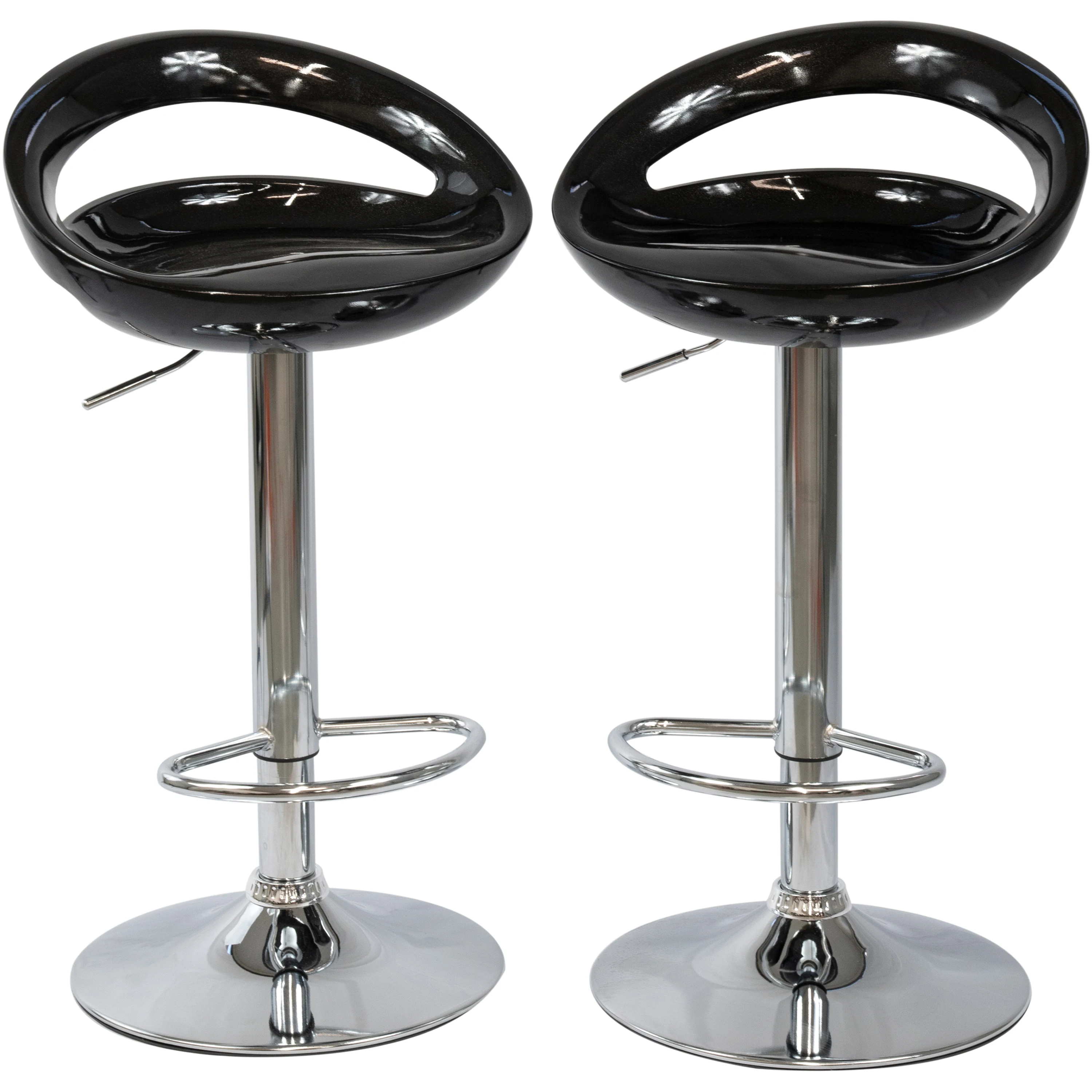  Венецианские черные барные стулья из АБС-пластика с регулируемым поворотным механизмом 2 шт.