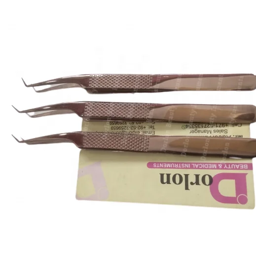 Professional Rose Gold 45 Degree Angled Volume Eyebrow Tweezers High Quality New Extra Holding Hand Grip