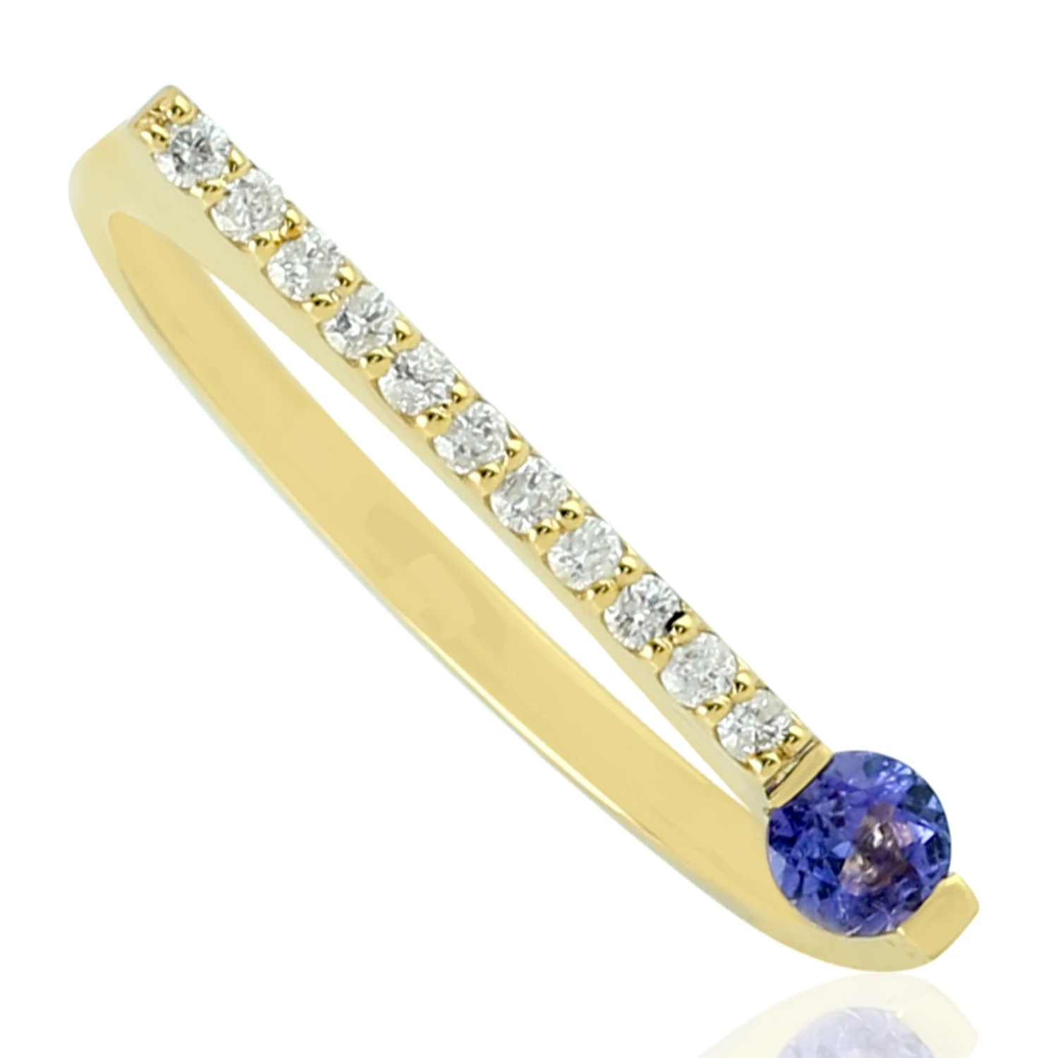
Trendy Stackable Ring Of Pure Gemstone & Classy Diamonds In Radiant 14k Yellow Gold Jewelry 
